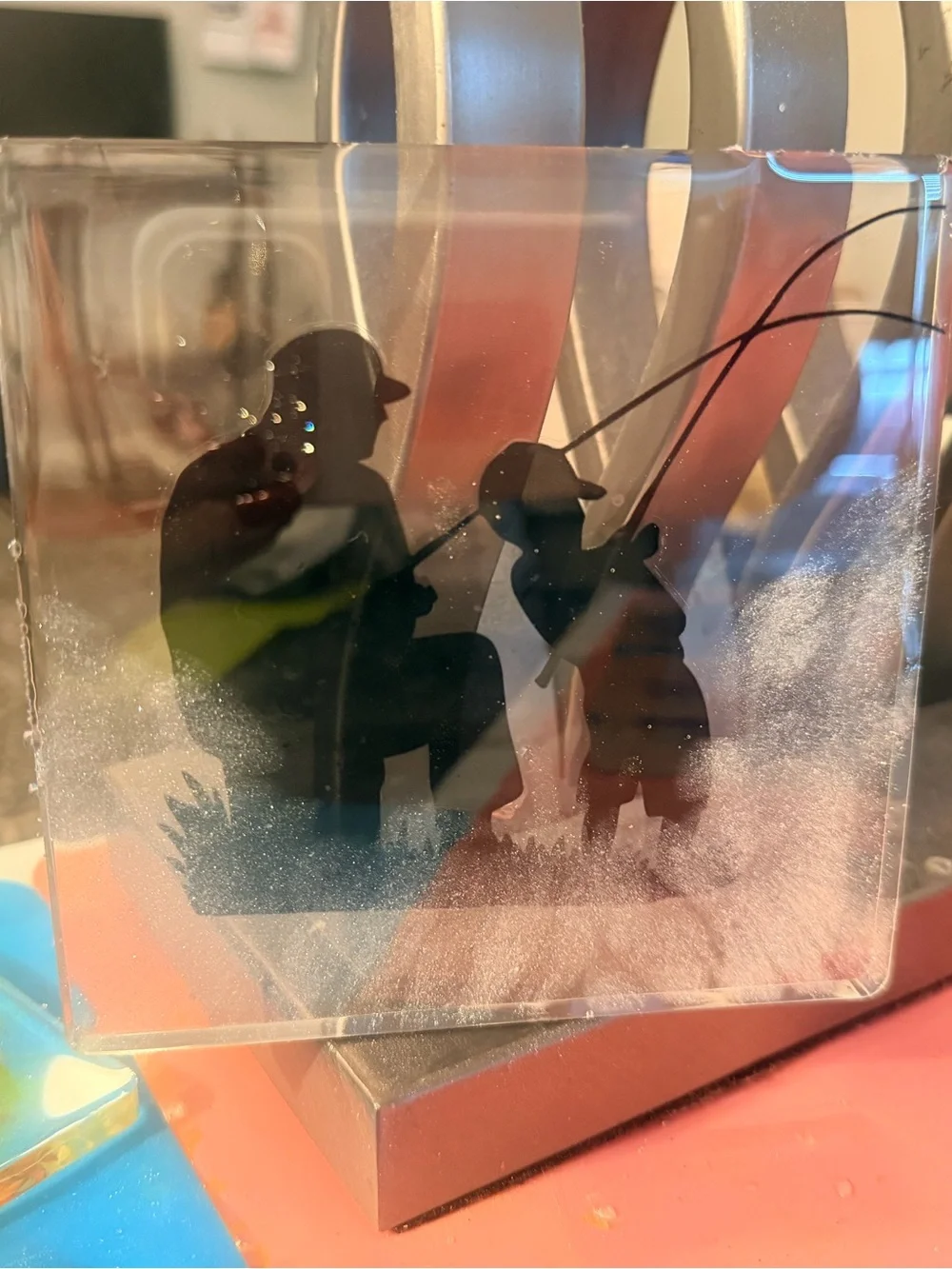 Silhouette Fishing resin plaque — Black